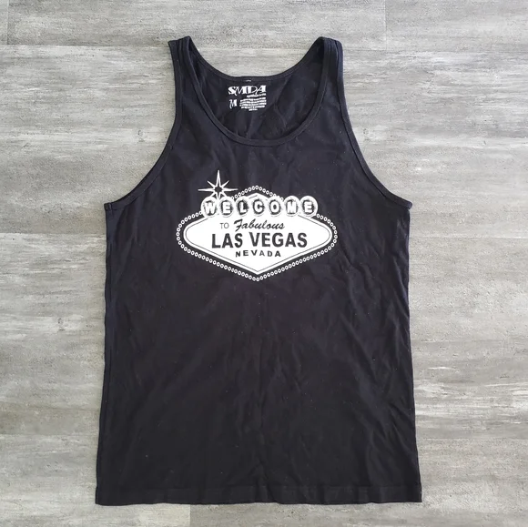 Black Welcome To Las Vegas SMDA Tank - Picture 1 of 3